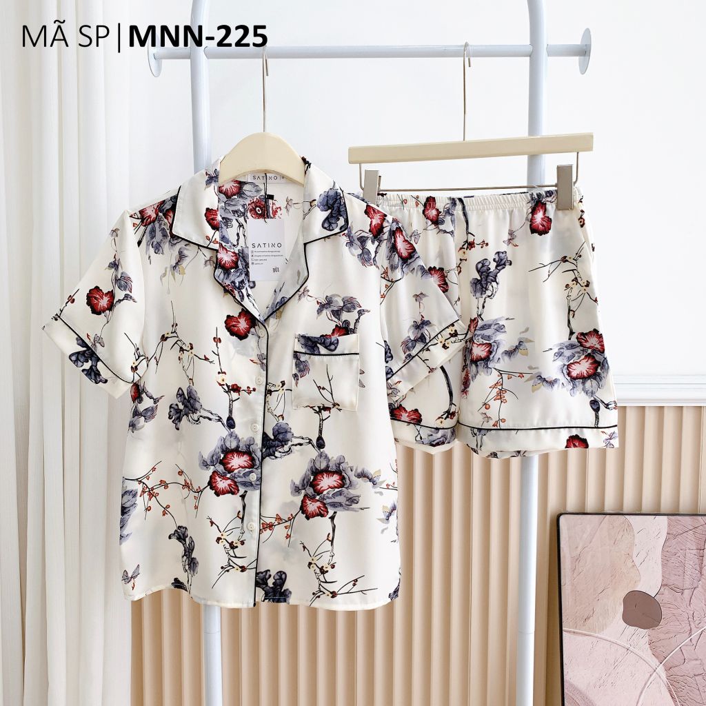 Pijama lụa mango mềm mại, không nhăn Satino TNQN cổ nhọn - Muse Gray