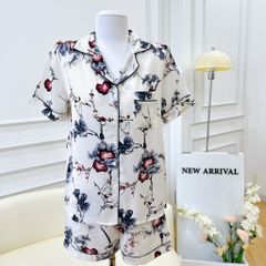 Pijama lụa mango mềm mại, không nhăn Satino TNQN cổ nhọn - Muse Gray