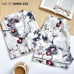 Pijama lụa mango mềm mại, không nhăn Satino TNQN cổ nhọn - Muse Gray