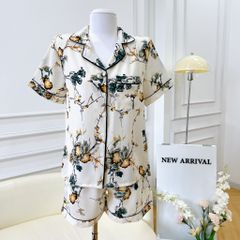 Pijama lụa mango mềm mại, không nhăn Satino TNQN cổ nhọn - Muse Green