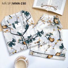 Pijama lụa mango mềm mại, không nhăn Satino TNQN cổ nhọn - Muse Green