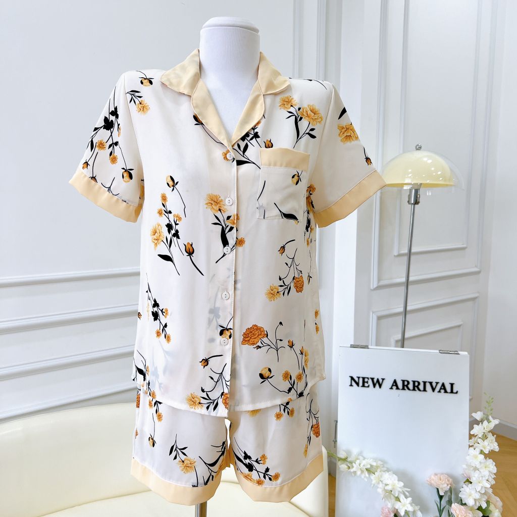 Pijama lụa mango mềm mại, không nhăn Satino TNQN - Grace Cream