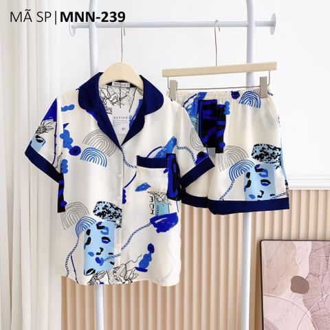 Pijama lụa mango mềm mại, không nhăn Satino TNQN - Bina Dark Blue