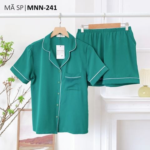 Đồ bộ mặc nhà, đồ ngủ, Pijama nữ Lụa TNQN Satino màu trơn - Dark Green
