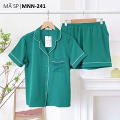 Đồ bộ mặc nhà, đồ ngủ, Pijama nữ Lụa TNQN Satino màu trơn - Dark Green