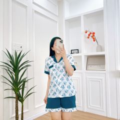 Pijama nữ Lụa Mango TNQN Satino - Rita Mallard Green AHQT