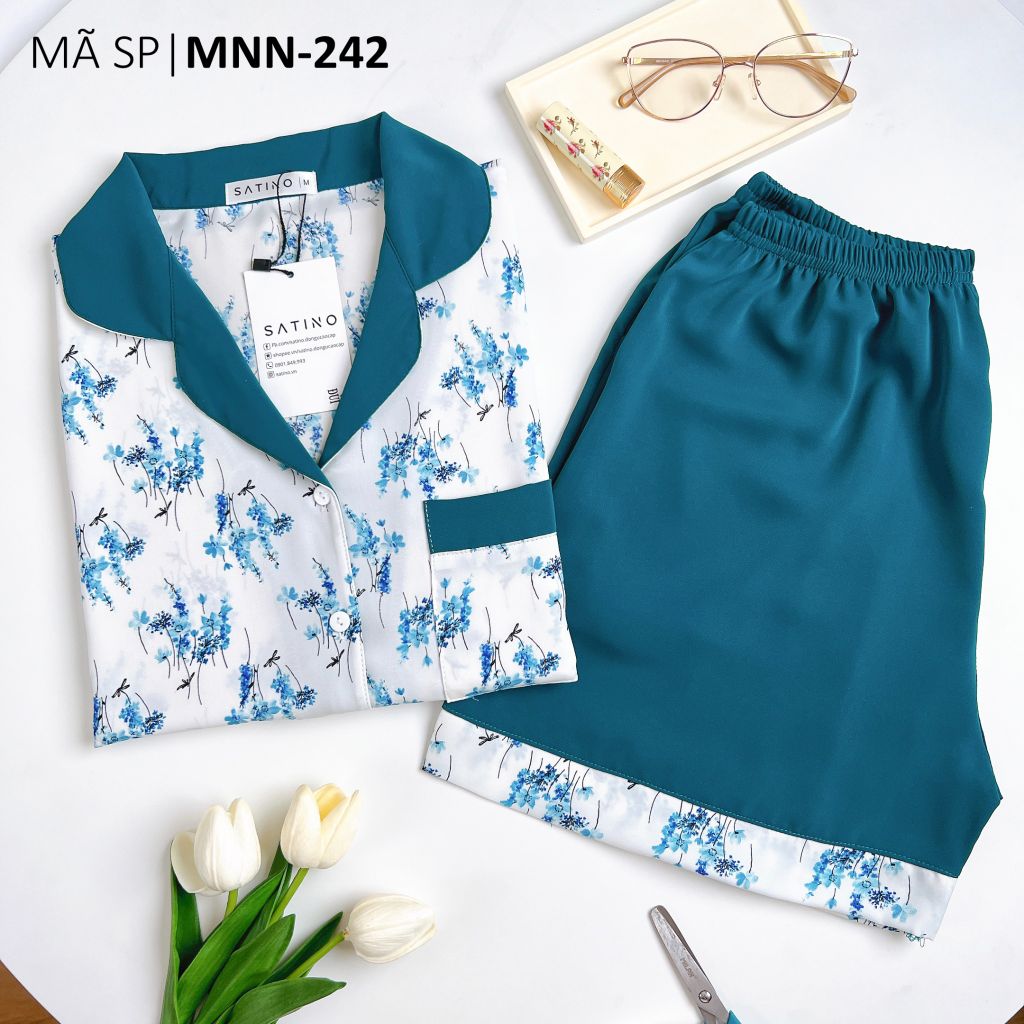 Pijama nữ Lụa Mango TNQN Satino - Rita Mallard Green AHQT