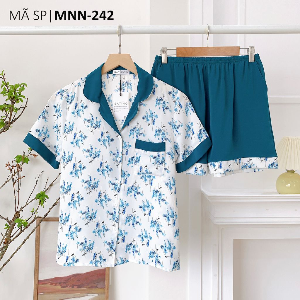 Pijama nữ Lụa Mango TNQN Satino - Rita Mallard Green AHQT