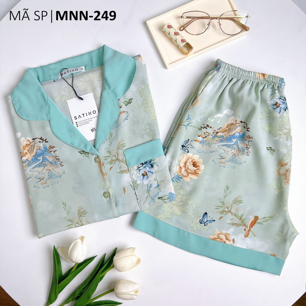 Pijama nữ Lụa Mango TNQN Satino - Juna Mint