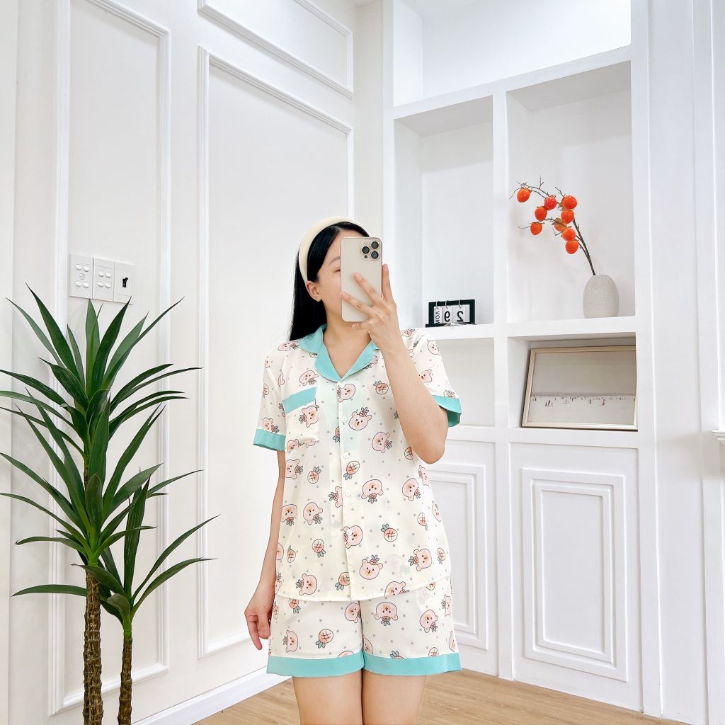 Pijama nữ Lụa Mango TNQN Satino - Hanni Mint