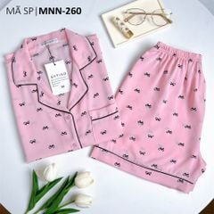 Pijama nữ Lụa Mango TNQN Satino - Bowtie Pink