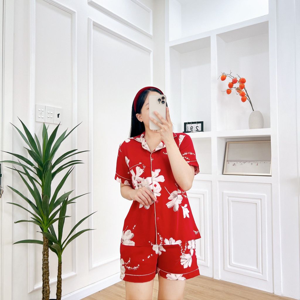 Pijama nữ Lụa Mango TNQN Satino - Jasmine Red