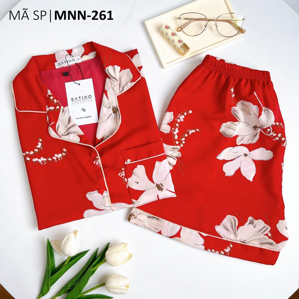 Pijama nữ Lụa Mango TNQN Satino - Jasmine Red