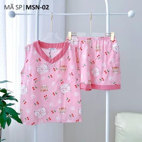 Pijama lụa mango mềm mại, không nhăn Satino SNQN - S-Kitten Pink