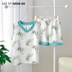 Pijama lụa mango mềm mại, không nhăn Satino SNQN - S-Sakura Mint