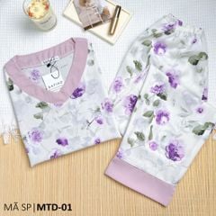 Đồ bộ mặc nhà nữ lụa mango TNQD cổ tim Satino - T-Brexa Lilac