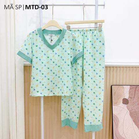 Đồ bộ mặc nhà nữ lụa mango TNQD cổ tim Satino - T-Cherry Mint