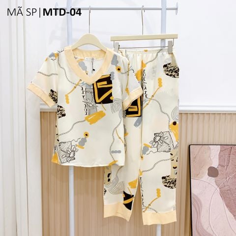 Đồ bộ mặc nhà nữ lụa mango TNQD cổ tim Satino - T-Bina Cream