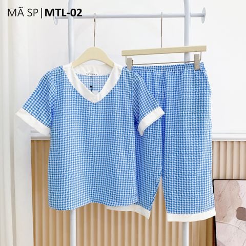 Đồ bộ mặc nhà lụa mango cổ tim Satino TNQL - T-Sophie Blue