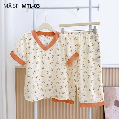 Đồ bộ mặc nhà lụa mango cổ tim Satino TNQL - T-Cami Orange