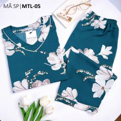 Pijama nữ Lụa Mango TNQL Satino cổ tim - T-Jasmine Mallard Green