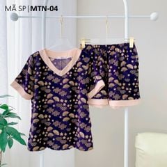 Pijama lụa mango mềm mại, không nhăn Satino TNQN cổ tim - T-Jadie Dark Blue