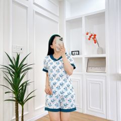 Pijama nữ Lụa Mango TNQN Satino cổ tim - T-Rita Mallard Green