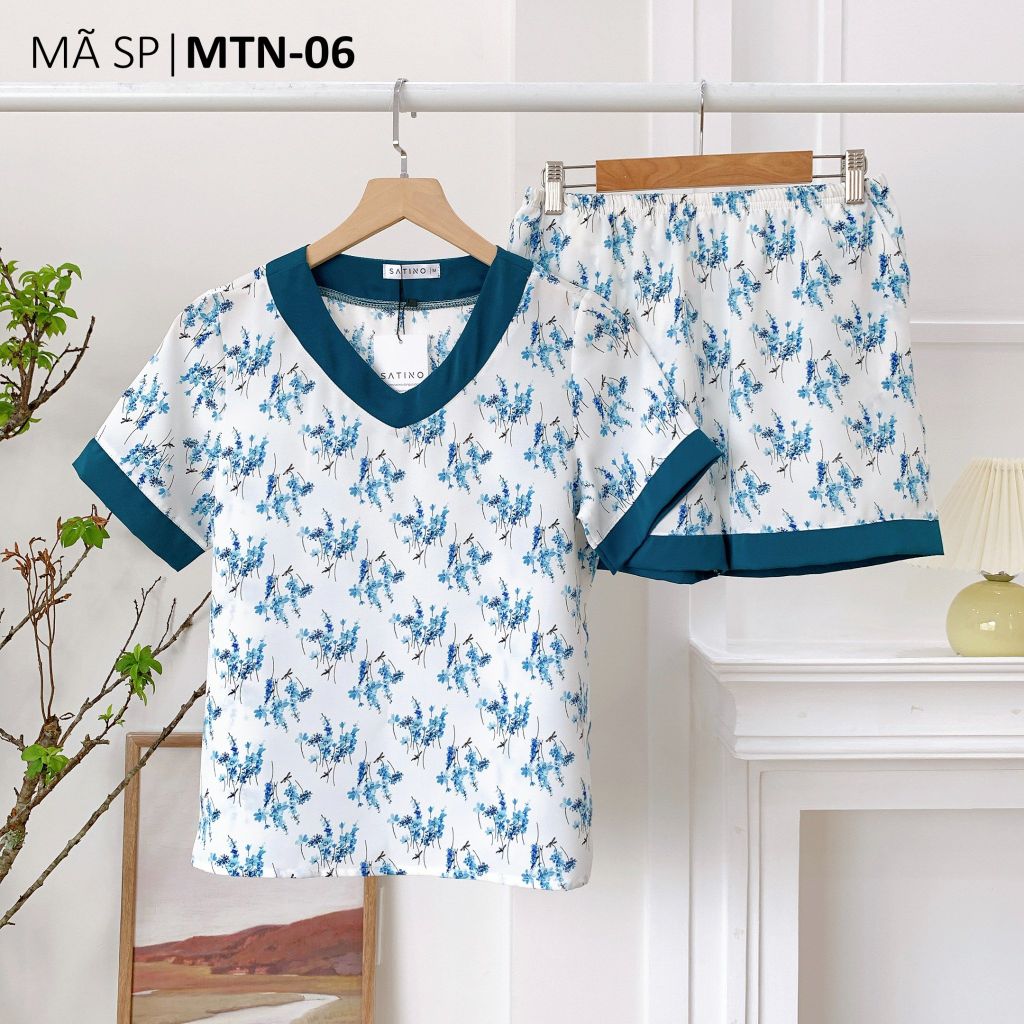 Pijama nữ Lụa Mango TNQN Satino cổ tim - T-Rita Mallard Green