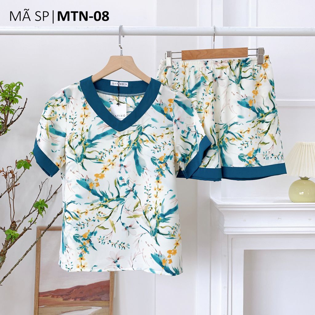 Pijama nữ Lụa Mango TNQN Satino cổ tim - T-Jimmy Mallard Green