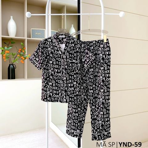 Đồ bộ mặc nhà, đồ ngủ, Pijama nữ Lụa TNQD Cổ Y Satino - Nagi Black