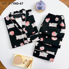 Pijama lụa mango mềm mại, không nhăn Satino TNQD cổ Y - Peaches Black