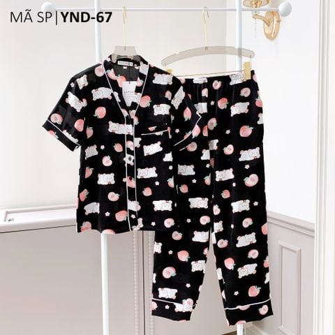 Pijama lụa mango mềm mại, không nhăn Satino TNQD cổ Y - Peaches Black