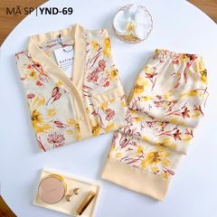 Pijama lụa mango mềm mại, không nhăn Satino TNQD cổ Y - Sevin Cream