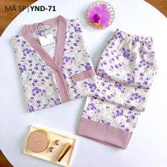 Đồ bộ mặc nhà, đồ ngủ, Pijama nữ Lụa TNQD Cổ Y Satino - Y-Maison Lilac