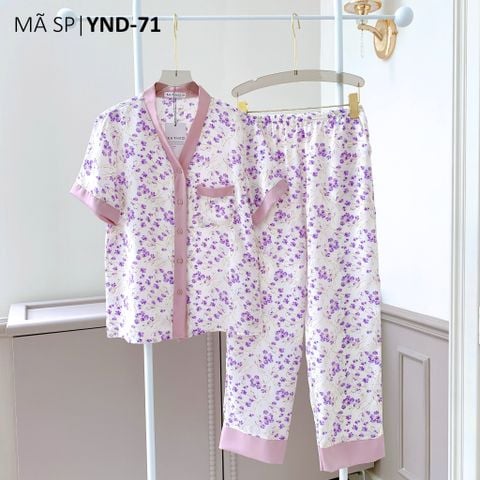 Đồ bộ mặc nhà, đồ ngủ, Pijama nữ Lụa TNQD Cổ Y Satino - Y-Maison Lilac