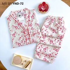 Đồ bộ mặc nhà, đồ ngủ, Pijama nữ Lụa TNQD Cổ Y Satino - Y-Maison Red