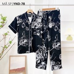 Pijama nữ Lụa Mango TNQD Satino cổ Y - Y-Elly Black