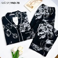 Pijama nữ Lụa Mango TNQD Satino cổ Y - Y-Elly Black