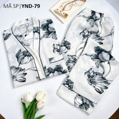Pijama nữ Lụa Mango TNQD Satino cổ Y - Y-Lotus White