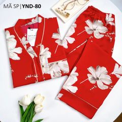Pijama nữ Lụa Mango TNQD Satino cổ Y - Jasmine Red