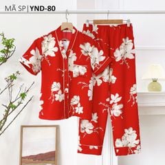Pijama nữ Lụa Mango TNQD Satino cổ Y - Jasmine Red
