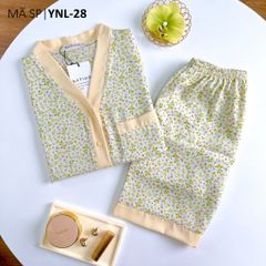 Pijama lụa mango mềm mại, không nhăn Satino TNQL cổ Y - Vana Cream