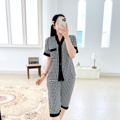 Pijama lụa mango mềm mại, không nhăn Satino TNQL cổ Y - Sofie Black