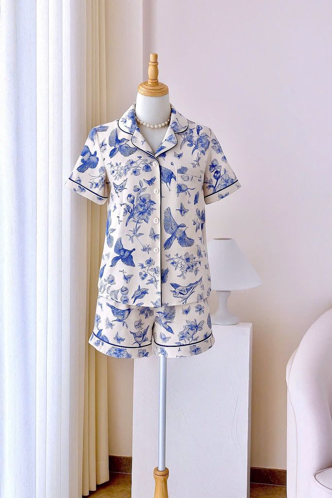 Pijama lụa Latin TNQN - Sparrow Ivory
