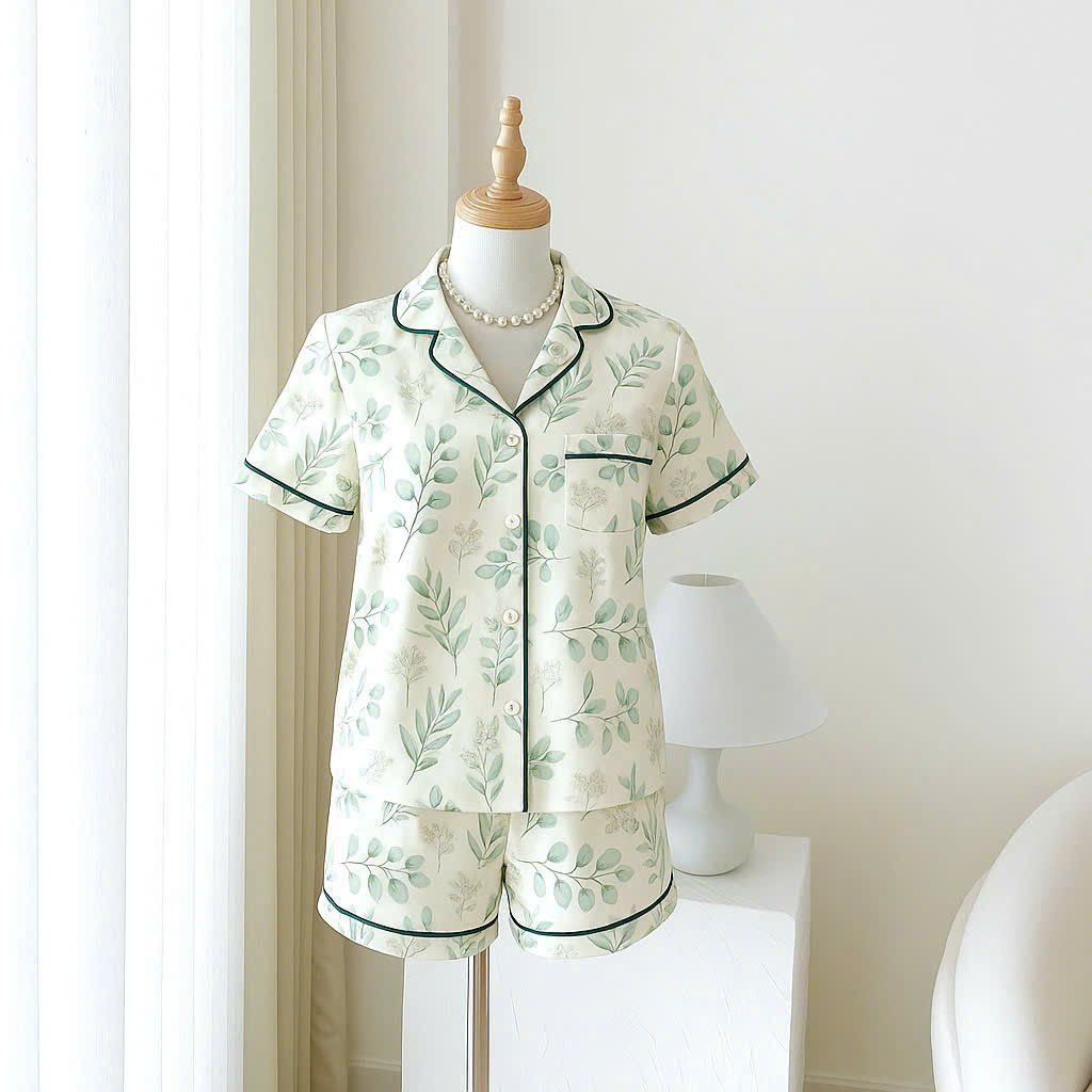 Pijama lụa Latin TNQN - Fiore Ivory