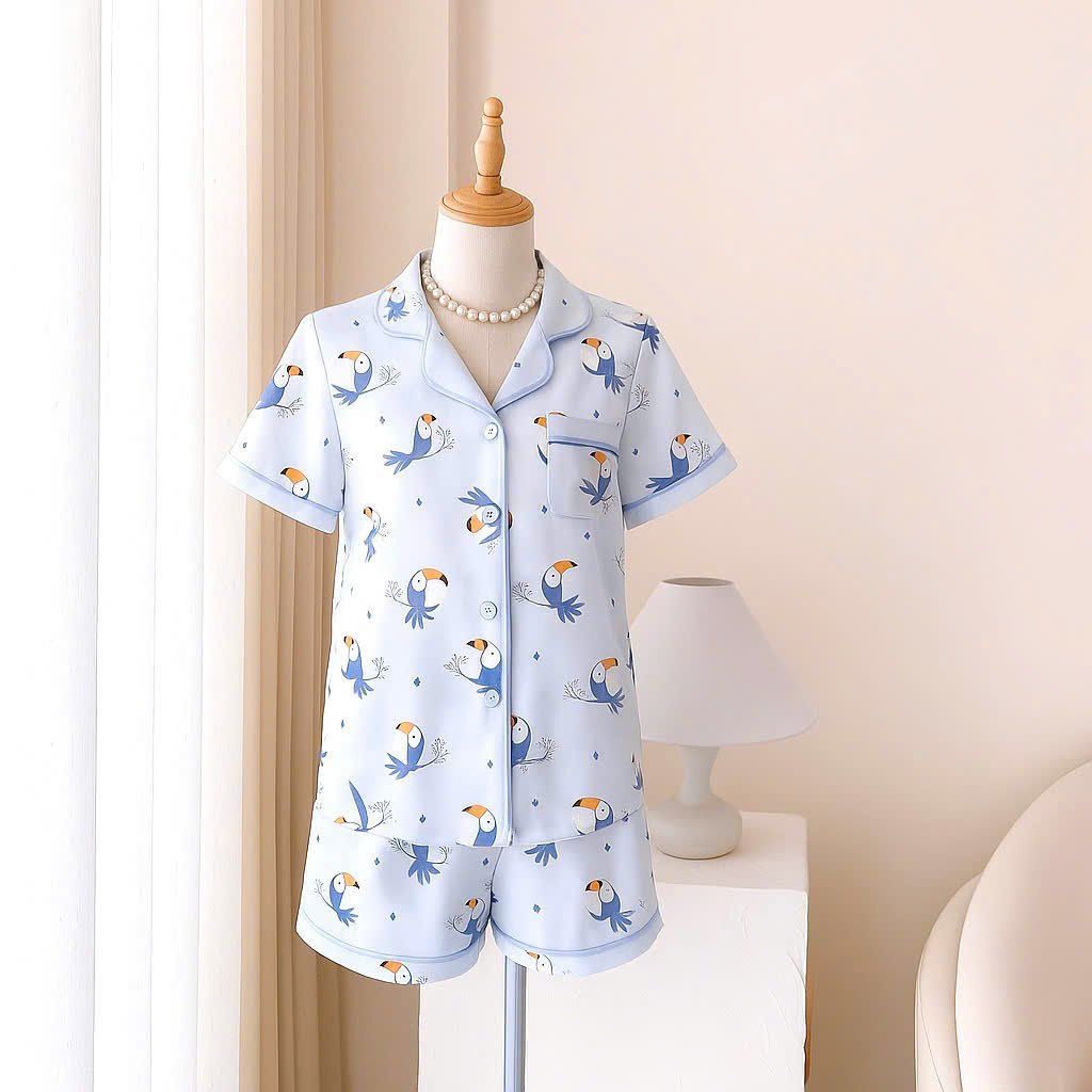 Pijama lụa Latin TNQN - Toco Light Blue