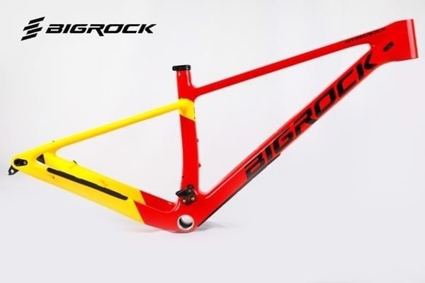 Khung Sườn Xe Đạp Mtb Bigrock Carbon 29 Vàng Đỏ