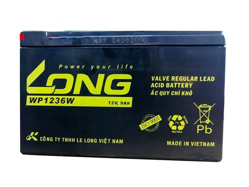  Bình ắc quy cửa cuốn Long 12V-9AH | Mã WP1236W 