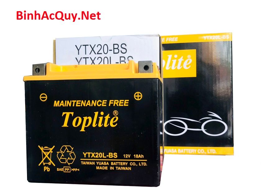  Bình ắc quy Mô tô Yuasa 12V-18AH | Mã Toplite YTX20L-BS 