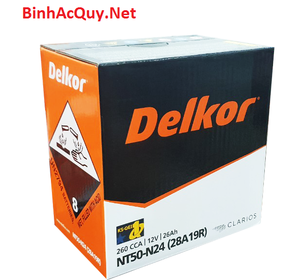 Bình ắc quy khô Delkor 12V-26AH | Mã NT50-N24